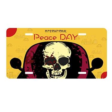 Imagem de DIYthinker Placa de carro redonda de caveira completa Halloween decoração de carro Dia da Paz