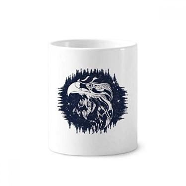 Imagem de Eagle Forest Stars Art Pattern Escova de dentes Caneca, Suporte de Cerâmica
