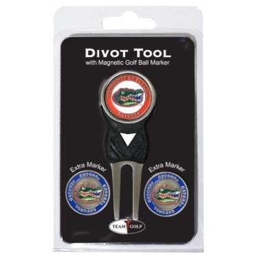 Imagem de Team Golf Conjunto de ferramentas NCAA Florida Gators Divot com 3 marcadores de bola de golfe com 3 marcadores de bola de golfe, marcadores são magnéticos removíveis esmaltados dupla face