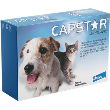 Imagem de Antipulgas Elanco Capstar 11 mg para Cães e Gatos até 11,4 Kg - 6 Comprimidos