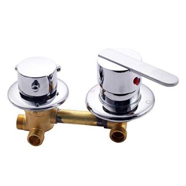 Imagem de Interruptores de chuveiro de 3/4/5 vias, controle de torneiras de sala de latão, acessórios para cabine de mistura, válvula de mistura, painel de entrada de torneira de desviador de água quente e fria, peça de reparo de conversão, cartucho de cerâmica, suporte duplo