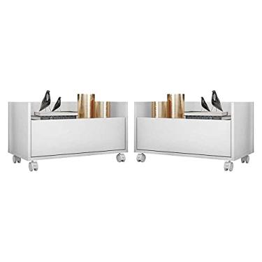 Imagem de Kit com 2 Mesas de Cabeceira 60 cm com Rodízios Multimóveis Fg3635 Branca