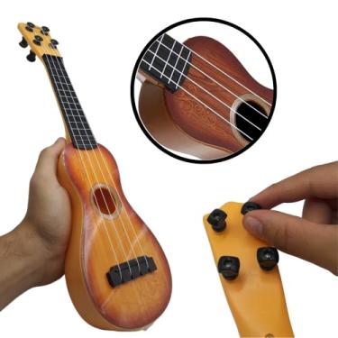 Imagem de Brinquedo Violao Infantil Ukulele Para Criança Cordas Nylon Regulável Acústico Cavaquinho Violão Cor Marrom Decoração (Cor Marrom Claro)