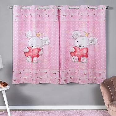 Imagem de Cortina Para Quarto Infantil 2,00 x 1,50m Menina Bailarina Safari Rosa Unicornio Nenem Janela Padrão Princesa (Ursa Love)