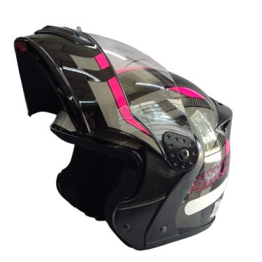 Imagem de Capacete Moto Mixs Gladiator Delta Articulado Escamoteável Robocop Motociclista Motoqueiro Rosa 62