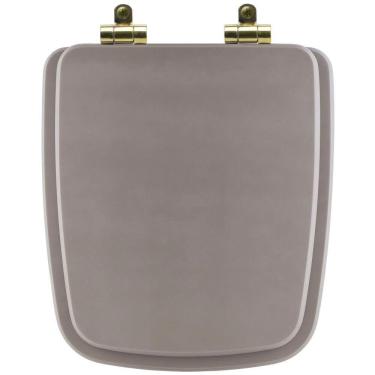 Imagem de Assento Sanitário Poliéster Soft Close Boss Stone (Cinza Fosco) para Vaso Incepa com Ferragem Dourada