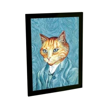 Imagem de Quadro Decorativo Gato Van Gogh Poster com Moldura