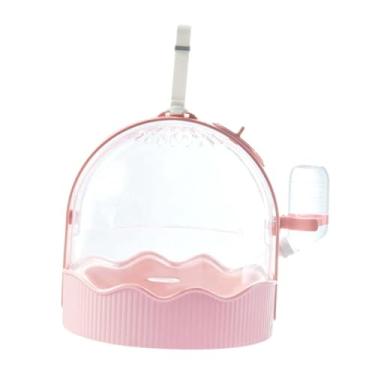 Imagem de IEUDNS Gaiola transportadora de viagem para hamster, gaiola respirável para transporte de animais pequenos, furões de hamster anão, rosa