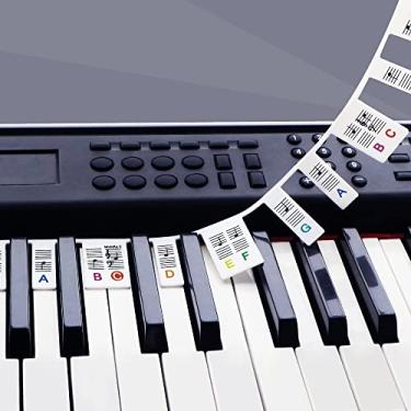Imagem de Adesivos removíveis para teclas de piano para 88 teclas tamanho completo GICUNK silicone reutilizáveis adesivos de teclado de piano para iniciantes vem com caixa (cor )