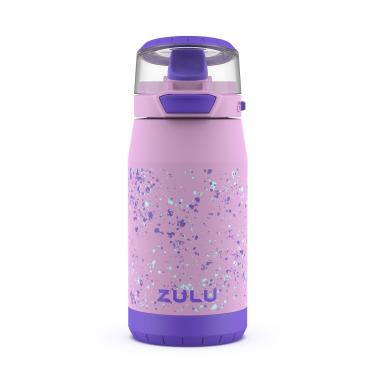 Imagem de ZULU Garrafa de água infantil flexível com isolamento de aço inoxidável de 340 g, copo infantil com bico de silicone, tampa dobrável à prova de vazamento e alça de transporte para mochila escolar