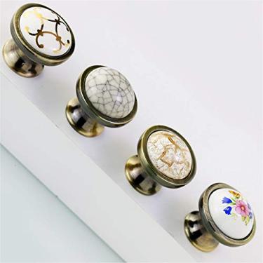 Imagem de Maçaneta de porta de cerâmica 10 peças puxador de armário gaveta de armário porta de madeira moderna simples hardware armário de cerâmica puxador de porta (C 30 x 26 mm)