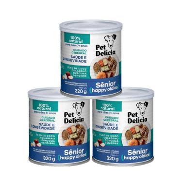 Imagem de KIT 3 Ração Úmida Pet Delícia Cães Senior Happy Oldies 320g