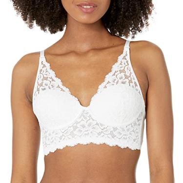 Imagem de Maidenform Sutiã feminino sem fio, sutiã longo de renda confortável, sutiã conversível para mulheres, Branco, 40B