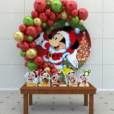 Imagem de Kit Decoração Painel Redondo Festa de Aniversário Infantil Mickey Natal