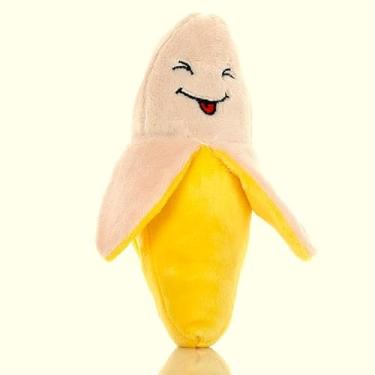 Imagem de Brinquedo De Pelúcia Pequeno Para Cães Pet Premium Cenoura Banana Melancia Laranja Morango Pirulito Donuts Pimenta Estrela Nuvem Coxa Beringela Nuvem Divertida (Banana)