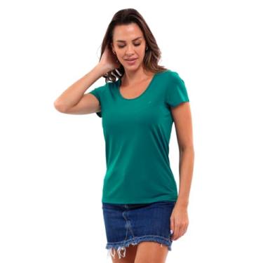 Imagem de Camiseta Feminina T-shirt Gola Redonda em Viscose Dry Anti Pilling John Pull (GG, Verde Amazonas)