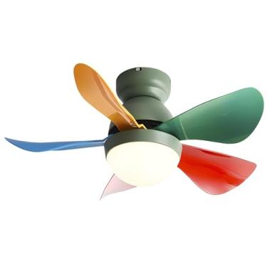 Imagem de Ventiladores De Teto De 30 Polegadas Com Luzes, Ventilador De Teto Pequeno Com Motor Reversível, Ventilador De Teto Moderno Para Quarto De Pátio (Color : Green 2, Size : 30)