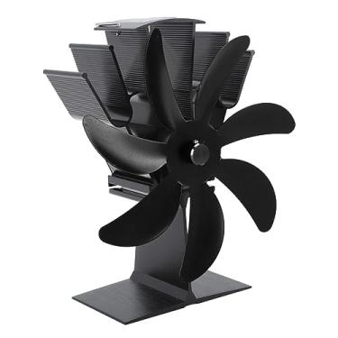 Imagem de Ventilador de Forno Movido a Calor, Ventiladores Seguros de Lareira Em Liga de Alumínio 7 Lâminas para Casa (Preto)