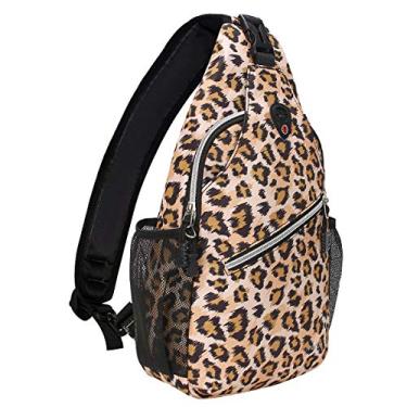 Imagem de Mochila com alça MOSISO de 33 cm, estampa de mochila de caminhada, bolsa de ombro único, estampa de leopardo