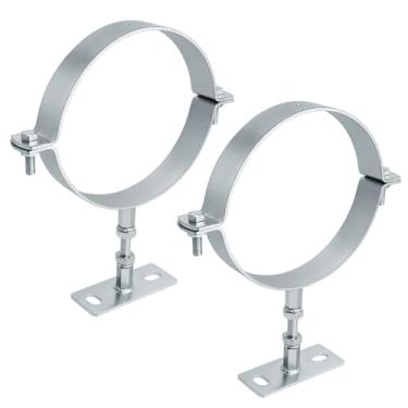 Imagem de 2 peças de suporte de tubo ajustável resistente de 15 cm, gancho de tubo de anel dividido resistente, braçadeira de suporte de tubo ajustável, alça de parede ajustável para ventilação B, alça redonda