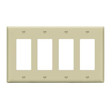 Imagem de LIDER Capa de interruptor decorador quádruplo com acabamento fosco, placa de parede para 4 saídas, tamanho médio 4 gangs 12,4 x 21,8 cm, termoplástico de policarbonato inquebrável, certificado UL,