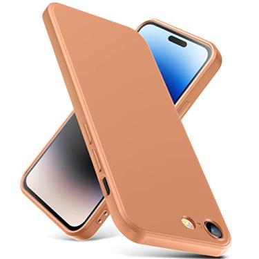 Imagem de YSLBWLE Capa para iPhone SE 2022/iPhone SE 2020/iPhone 8/iPhone 7, capa fina de silicone líquido, à prova de choque, capa fina para iPhone SE 2022, capa laranja 2-IP8g-06