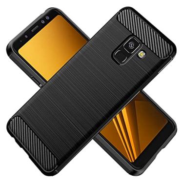 Imagem de KOARWVC Capa de celular para Galaxy A8 2018, Galaxy A8 2018 SM-A530F, capa de fibra de carbono, à prova de choque, resistente, antiarranhões, capa traseira de TPU macio para Samsung Galaxy A8 2018