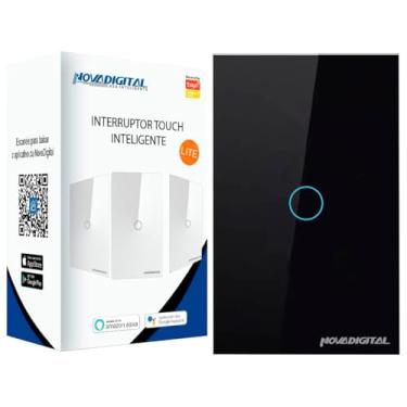 Imagem de Interruptor Inteligente Wi-Fi Nova Digital 1 Botão Touch LITE-WS1 Smart Home Google Home Alexa Automação Residencial Preto