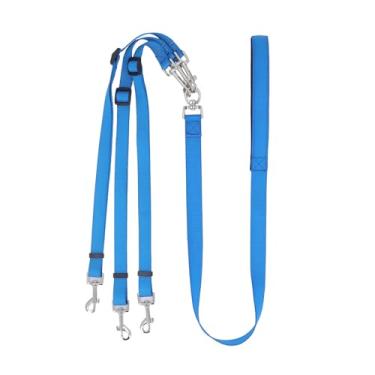 Imagem de Coleira de nylon para cães, de 3 vias, removível, flexível, grossa, com alça acolchoada, para caminhadas (azul)