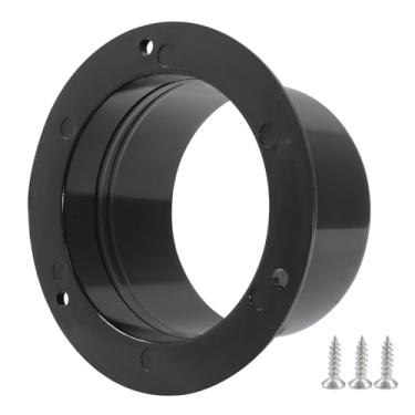 Imagem de Piutouyar Flange de conector de duto de 75 mm/7 polegadas, flanges de tubo reto de plástico ABS preto, conector de ventilação do secador para aquecimento e resfriamento com parafusos de montagem