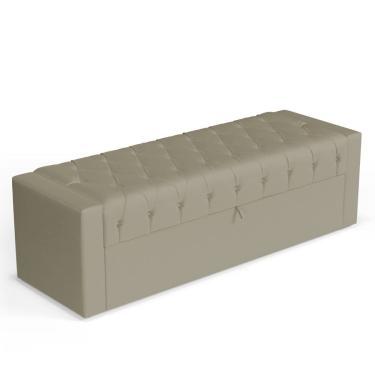 Imagem de Calçadeira Báu Queen Size Atena 160cm Capitonê Veludo Bege - Desk Design