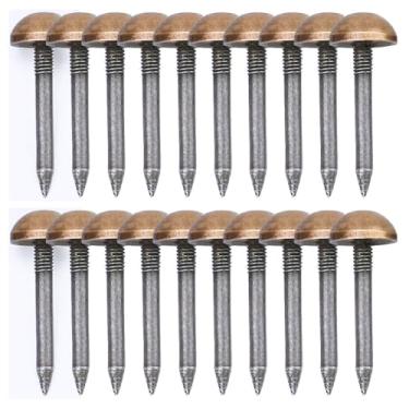 Imagem de Tiazza 20 peças de latão antigo tachas de estofamento tambor sofá unhas armário decorativo pino de unha (Bronze, 10 mm)