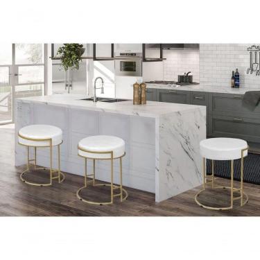 Imagem de Puff Decorativo Sarah Sala E Recepção Metal Dourado Veludo