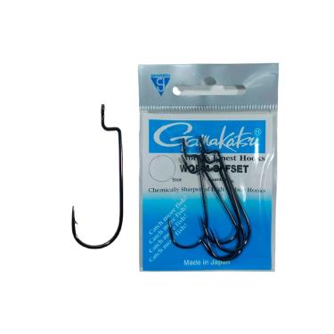 Imagem de Anzol Gamakatsu Offset Worm Black Super Resistente Cartela - Escolha o Tamanho