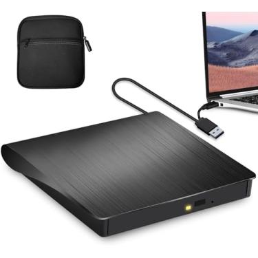 Imagem de Unidade de DVD externa com estojo protetor, USB 3.0 TIPO C CD/DVD +/-RW, unidade de disco portátil, leitor de DVD para gravador de CD/DVD ROM de laptop