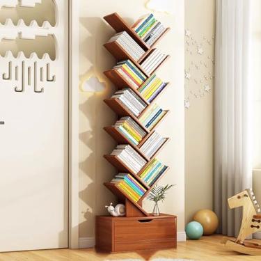 Imagem de Prateleira de armazenamento em forma de árvore com armário, estante de madeira industrial aberta para livros, CDs, plantas, organizador