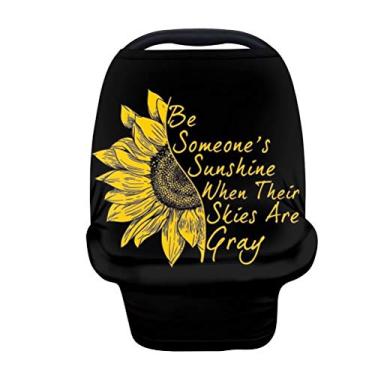 Imagem de GOSTONG Be Sunshine Capa de amamentação com girassol para amamentação, capa para assento de carro de bebê, capas para dossel de cadeirinha de bebê, capa para amamentação, cachecol multiuso para carrinho de bebê/presente para chá de bebê