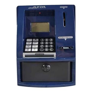 Imagem de Fancyes Cofrinho atm infantil, banco de dinheiro eletrônico com cartão, senha, pote de dinheiro pequeno, caixa de economia de dinheiro para idades 3 +, azul escuro