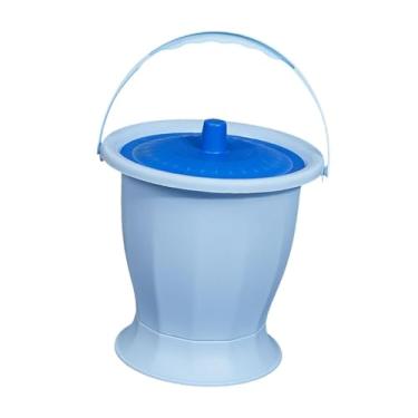 Imagem de harayaa Balde de câmara cuspidor de câmara com tampa, penico, urinol, jarro noturno para quarto, adultos, idosos, azul sem anel