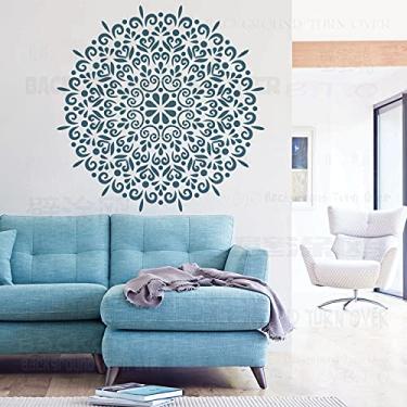 Imagem de Estêncil redondo de 90 cm mandala gigante indiana árabe étnica redonda estêncil grande para paredes grande decoração modelo de móveis nicho piso de parede decoração de azulejos modelos para
