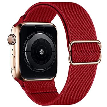 Imagem de Yaber Pulseiras de nylon elástico compatíveis com Apple Watch de 38 mm, 40 mm, 42 mm, 44 mm, 45 mm, 49 mm, ajustável, trançada, esportiva, elástica, compatível com a série iWatch Ultra