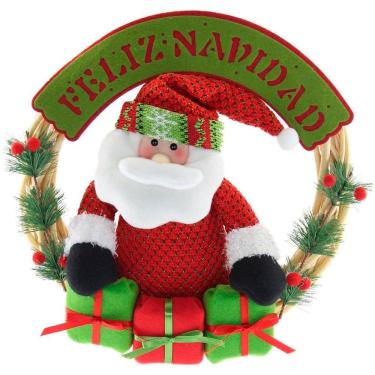 Imagem de Guirlanda Natalina Feliz Natal Em Madeira Papai Noel