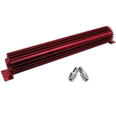 Imagem de Refrigerador trans de transmissão de passagem dupla de alumínio com aletas vermelhas de 45,7 cm - Universal de linha dupla