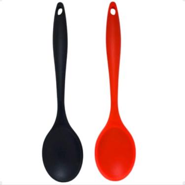Imagem de 2 Colheres De Arroz Silicone Maciço Não Riscam Panelas (KIT 2 PEÇAS) Super Resistente Ideal para Panela Elétrica e Panelas com Revestimento Antiaderente
