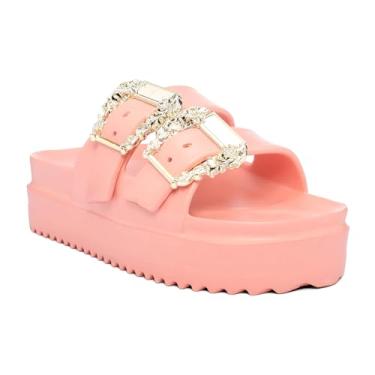 Imagem de Sandália Chinelo Feminino Birken 100% EVA: Leve, Macio e Confortável com Enfeite Metalizado (ROSE, BR, Adulto, Numérico, 40)