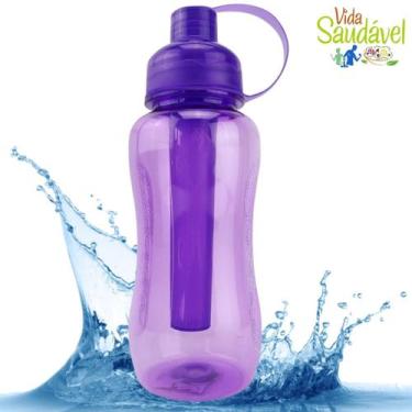 Imagem de Squeeze 600ml Com Porta Gelo Garrafa Fitness Água Academia - Clink