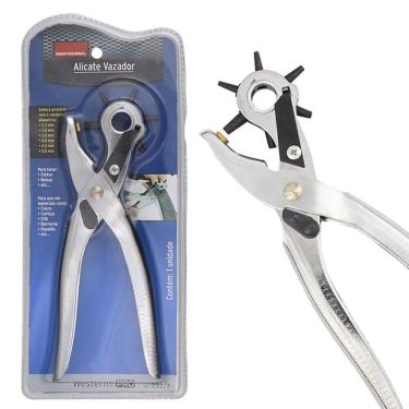 Imagem de Alicate Furador Couro Western - Giratório - Aço - Prata