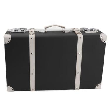 Imagem de Mala Vintage, Mala Vintage Decorativa de Madeira, Bagagem de Mão, Mini Mala Vintage de Couro Com Alças para Armazenamento de Viagem (Branco preto)