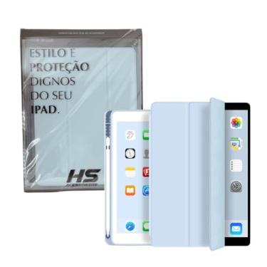 Imagem de Capa Protetora Para iPad 5ª e 6ª Geração 9.7" Smart Case Com Suporte a Caneta Anti Impacto Magnética Slim Premium Resistente Funcional com Design Fino (Azul Claro)