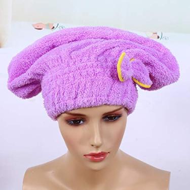 Imagem de Masyrt Cabelo ultra absorvente, toalha de secagem rápida, envoltório de secagem de cabelo de microfibra, turbante, tampa de secagem de cabelo, secador rápido, torre de cabelo (violeta)